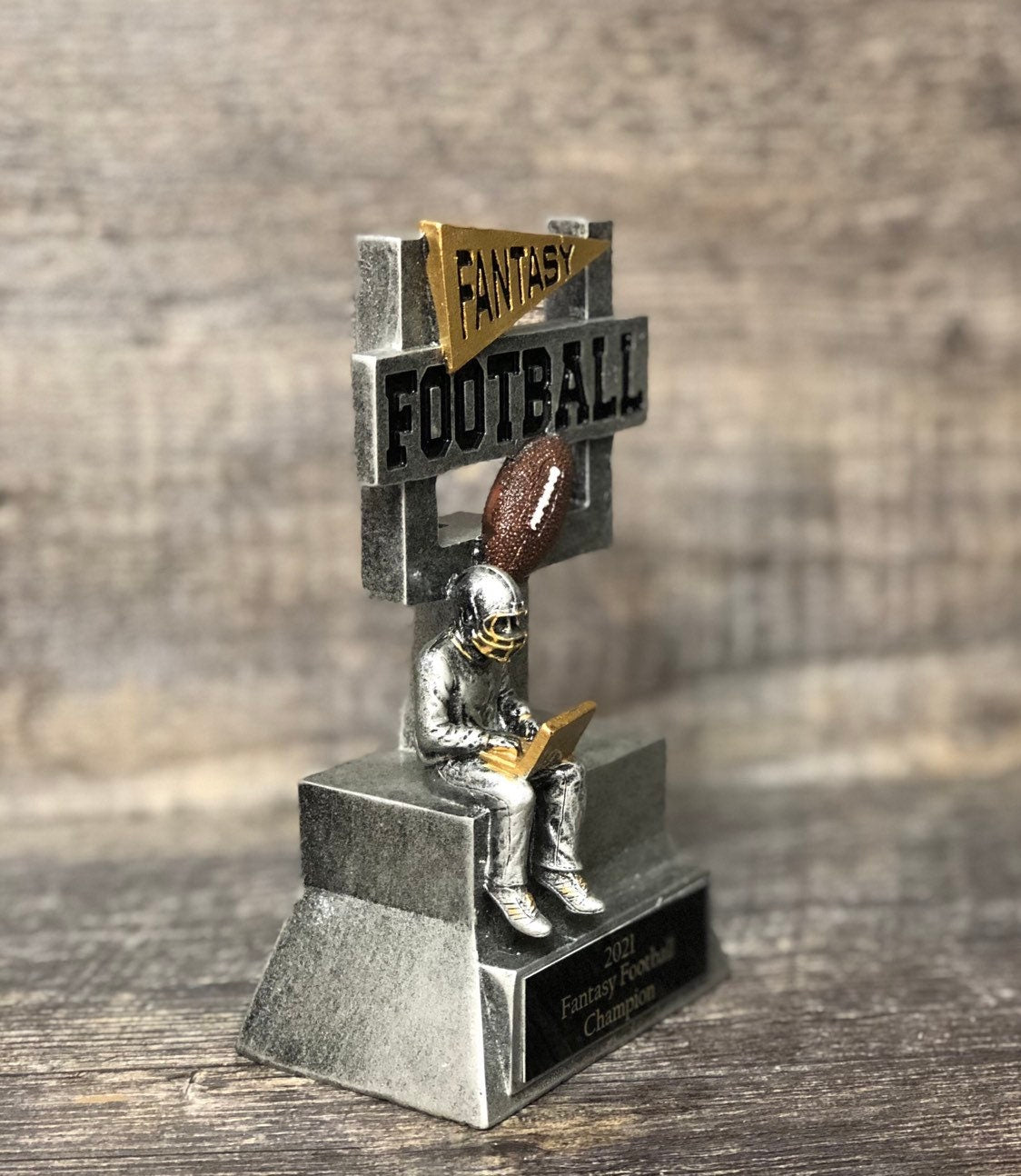 Fantasy Football League Trophy FFL Goal Post Arm Chair Quarterback Champ Champion Winner Fantasy League Award Free Engraving