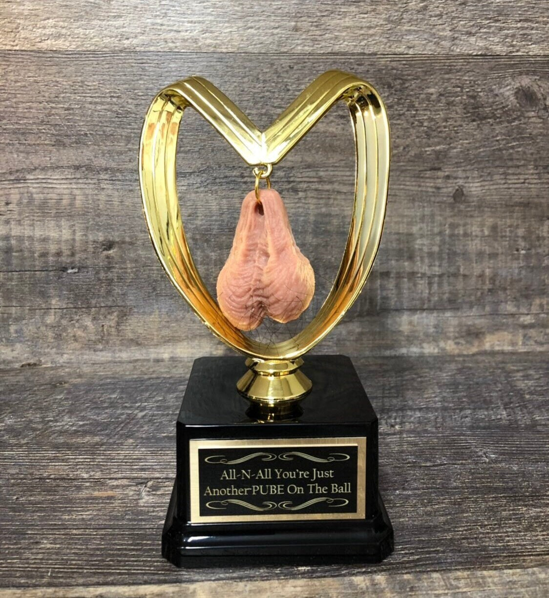 HAIRY BALLS All N' All You're Just Another Pube On The Ball Funny Trophy You Suck Loser Trophy FFL Sacko Adult Humor Gag Gift Testicle