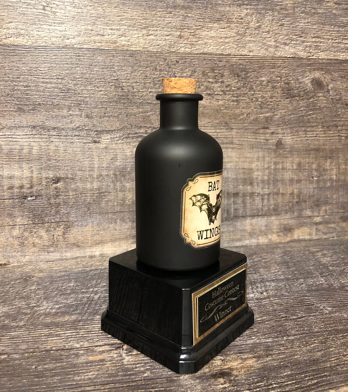 Halloween Trophy Single Black Mini Potion Bottle Pumpkin Carving Contest Best Costume Contest Jack O Lantern Vintage Halloween Decor