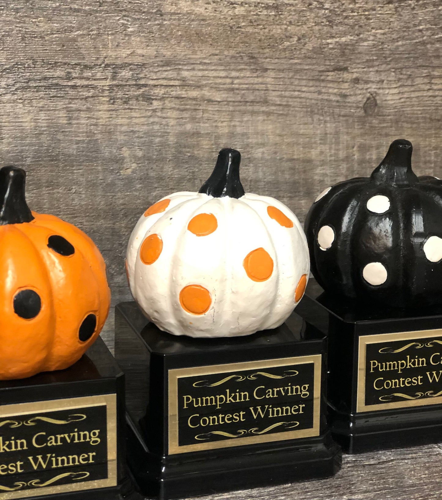Mini Halloween Trophy Halloween Trophies THREE Pumpkin Carving Contest Trophy or Best Costume Trunk or Treat Jack O Lantern Halloween Decor