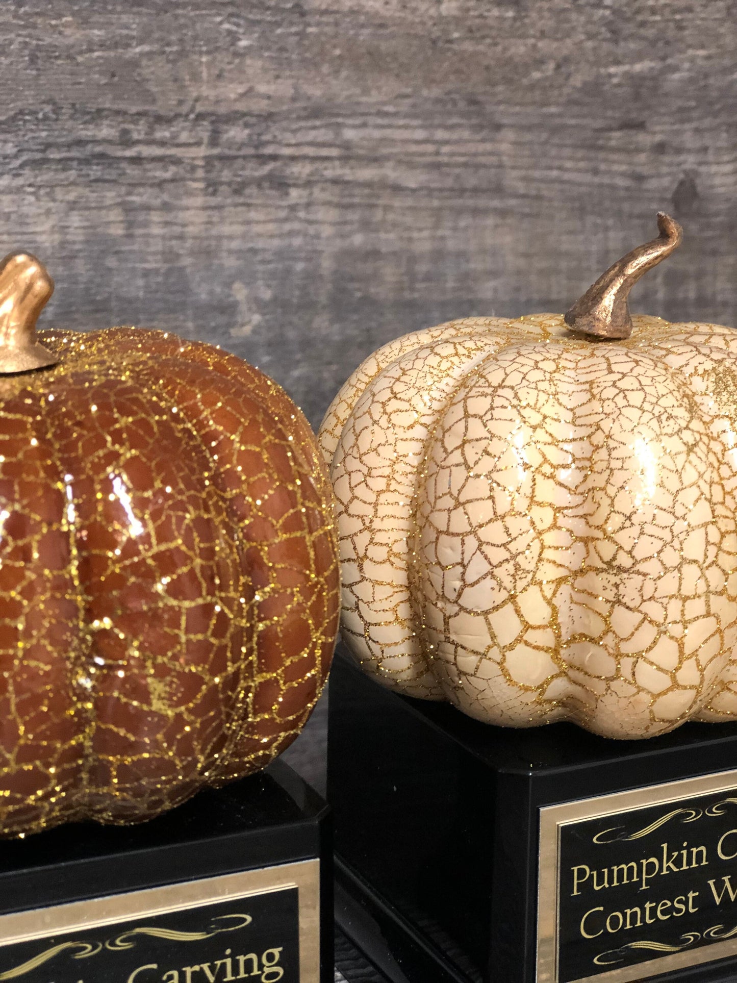 Halloween Trophy Trophies Set of 3 Mini Crackle Glitter Pumpkins Costume Contest Winner Pumpkin Carving Contest Halloween Trunk or Treat