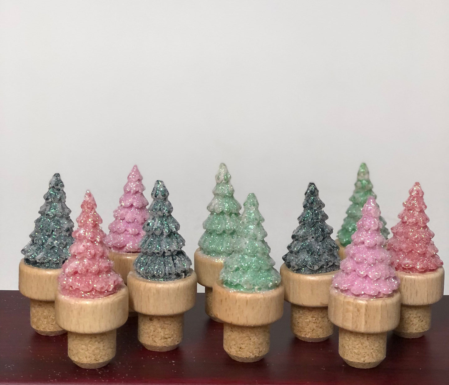 Christmas Tree Wine Stopper Glittered Elegant Holiday Gift Novelty Bottle Wine Cork Birthday Stocking Stuffer Secret Santa Wine Lover