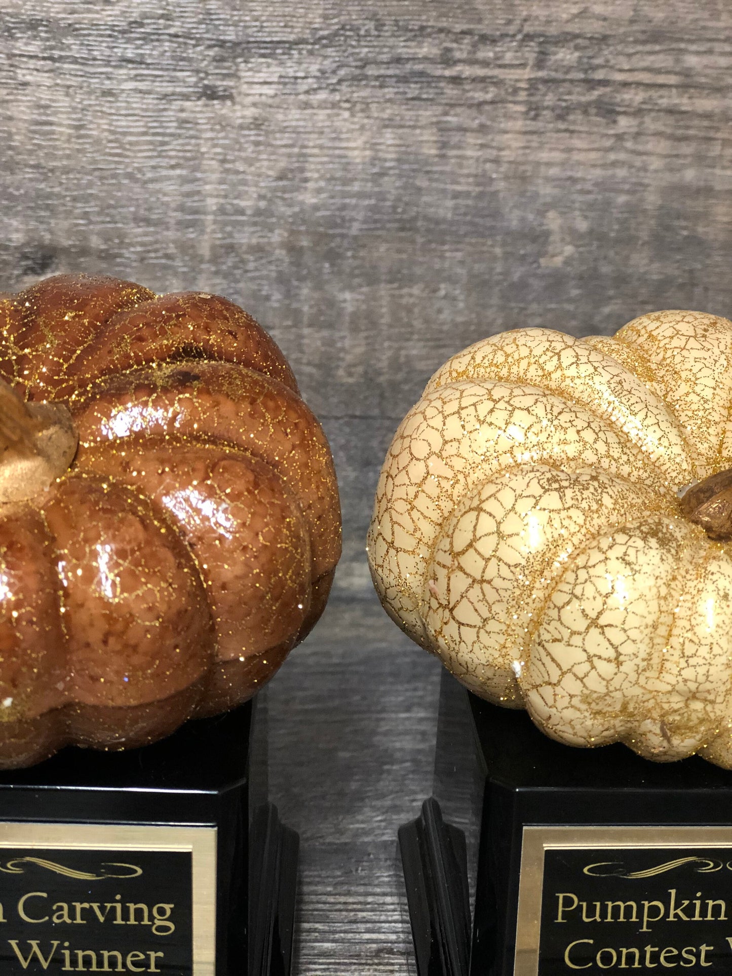 Halloween Trophy Trophies Set of 3 Mini Crackle Glitter Pumpkins Costume Contest Winner Pumpkin Carving Contest Halloween Trunk or Treat