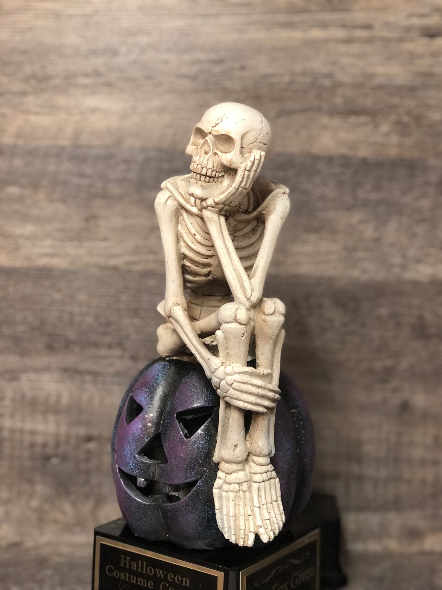 Halloween Trophy Skeleton Thinker Scariest Costume Contest Best Costume Dia De Los Muertos Skeleton Trophies Skull Vintage Halloween Decor