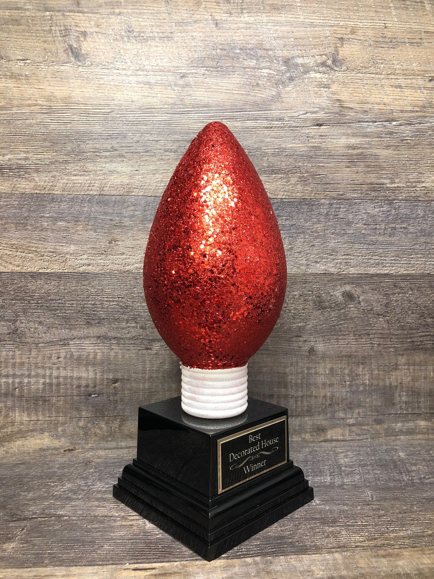 Best Decorated House Christmas Lights Trophy Neighborhood XL Christmas Light Bulb Ornament Ugly Sweater Christmas Holiday Party