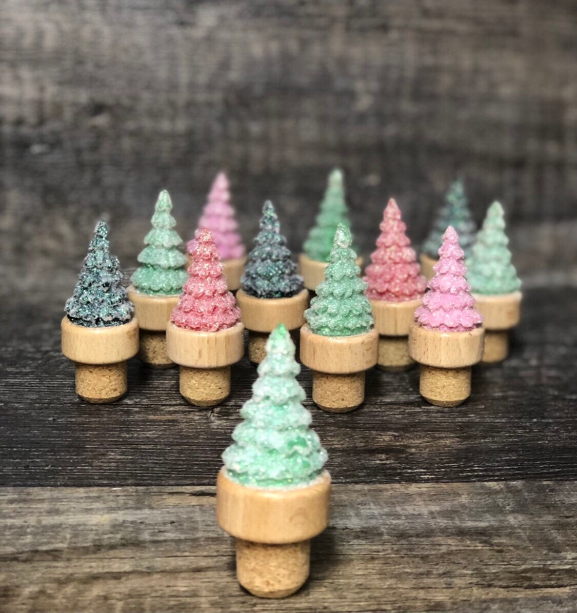 Christmas Tree Wine Stopper Glittered Elegant Holiday Gift Novelty Bottle Wine Cork Birthday Stocking Stuffer Secret Santa Wine Lover