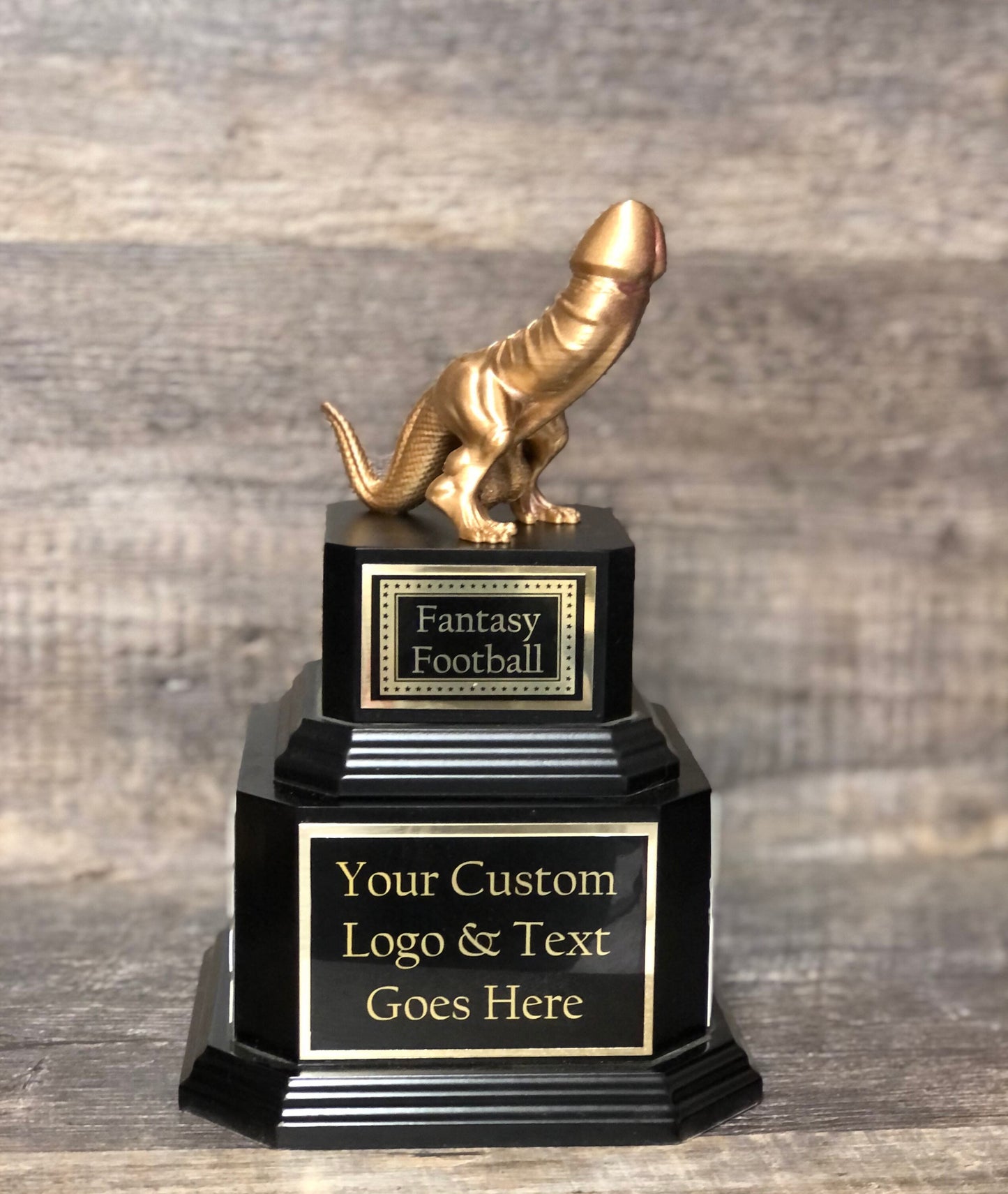 FFL Golden Dickasaurus LOSER Trophy Fantasy Football Loser Trophy Funny Award Perpetual Trophy Last Place Dickhead Penis Award