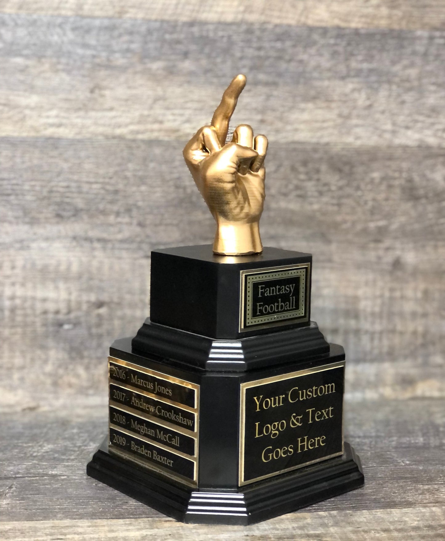 Middle Finger Fantasy Baseball League Perpetual Worst Stats Trophy Funny Gag Flipping You The Bird F*ck You One Finger Two Words Award