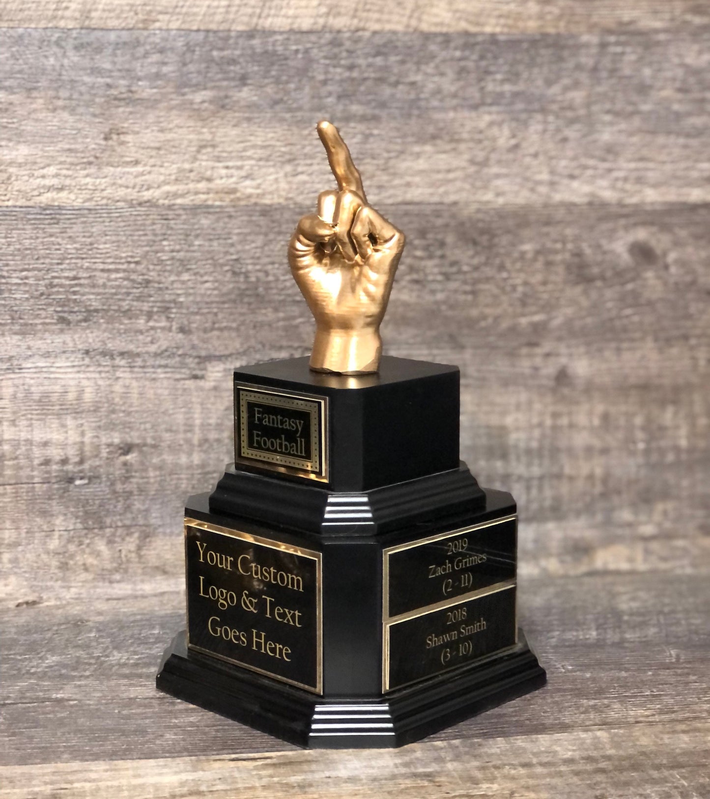 Middle Finger Fantasy Baseball League Perpetual Worst Stats Trophy Funny Gag Flipping You The Bird F*ck You One Finger Two Words Award