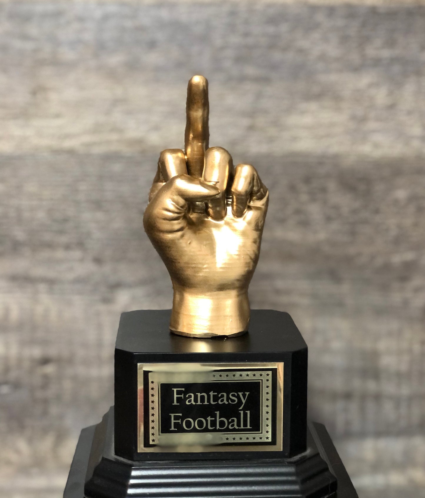 Middle Finger Fantasy Baseball League Perpetual Worst Stats Trophy Funny Gag Flipping You The Bird F*ck You One Finger Two Words Award