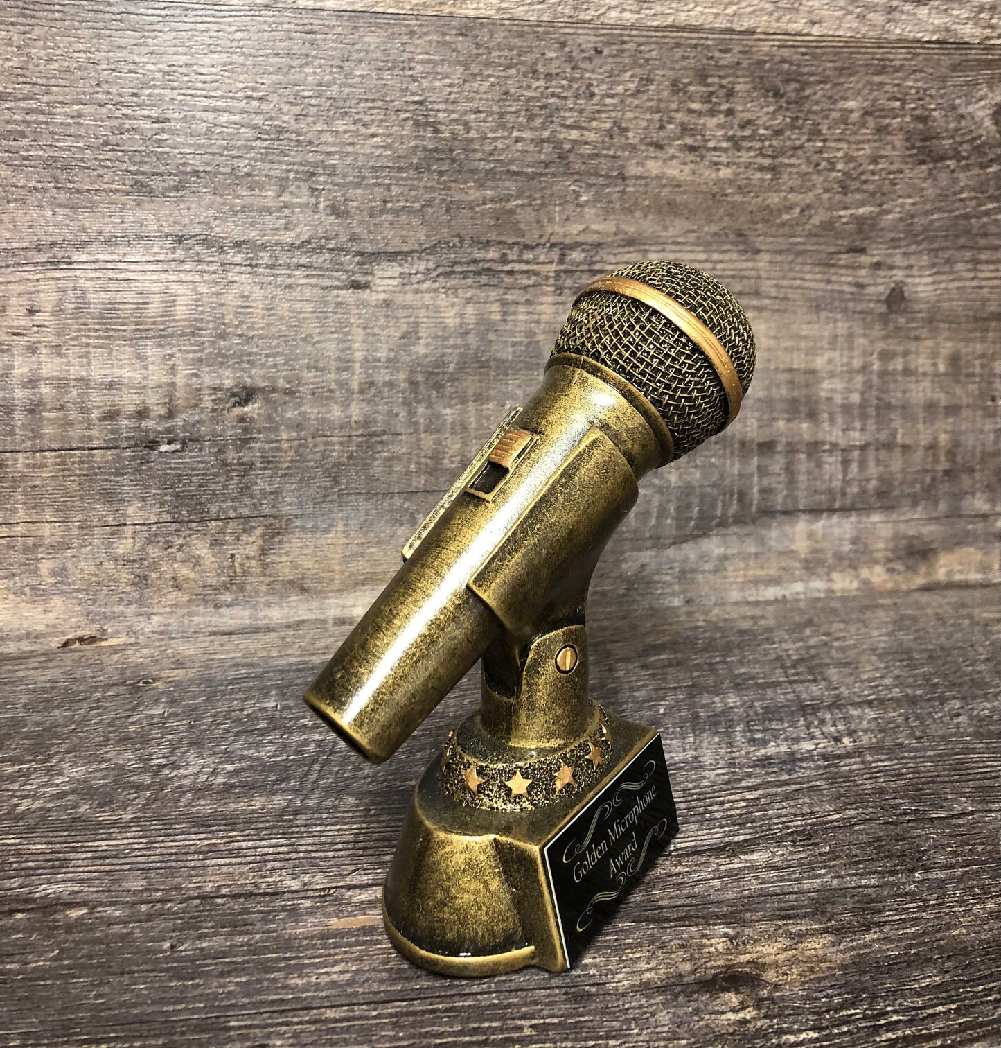 GOLDEN MICROPHONE Trophy Karaoke Best Singer Award Funny Trophy Singing Competition Music Golden Mic Announcer You Rock Emcee Recognition
