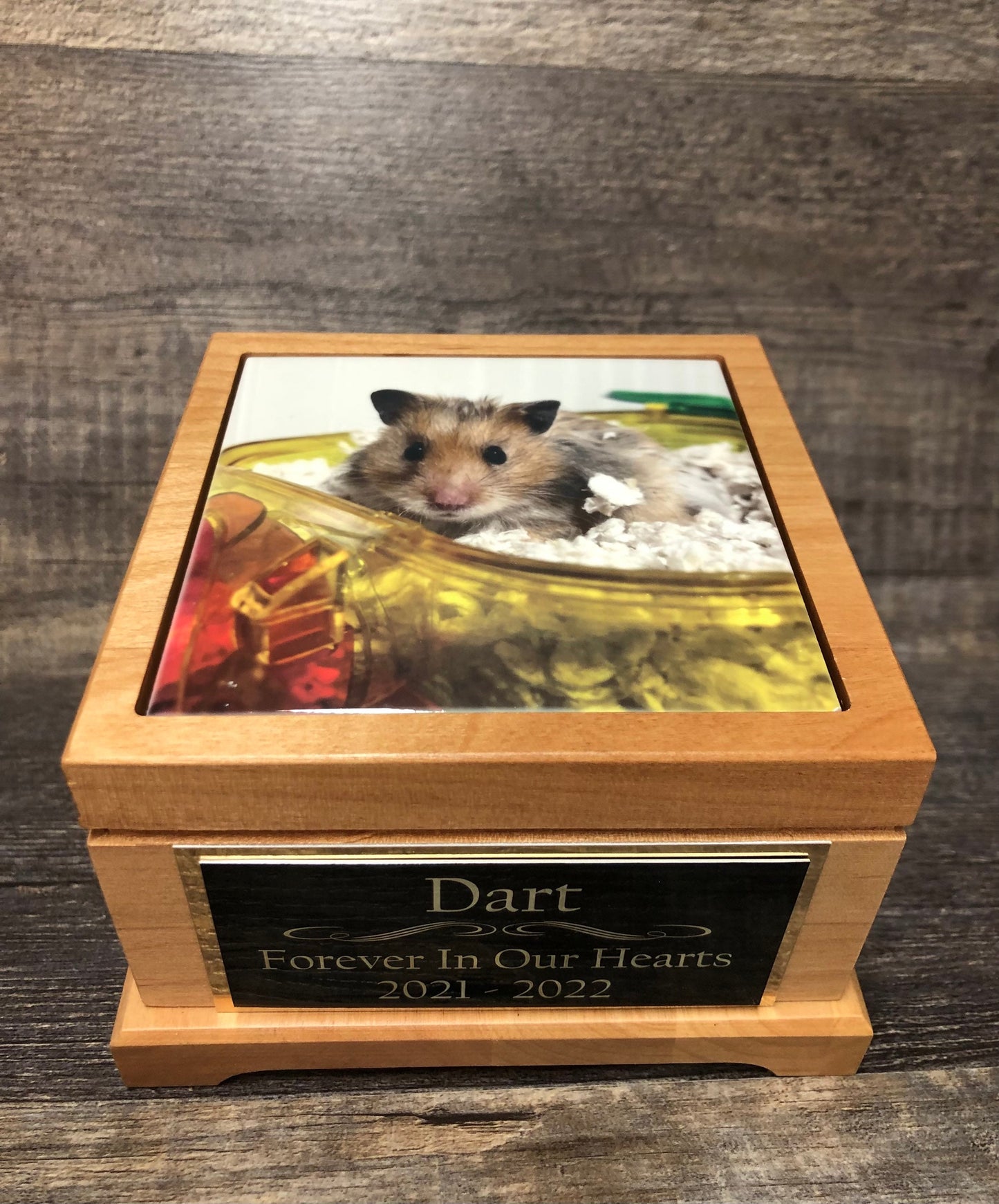 Hamster Urn Mouse Urn Guinea Pig Urn Small Animal Pet Urn Bunny Urn Pet Memorial Box Cremation Urn Custom Photo Tile & Engraved Tag To 25lbs
