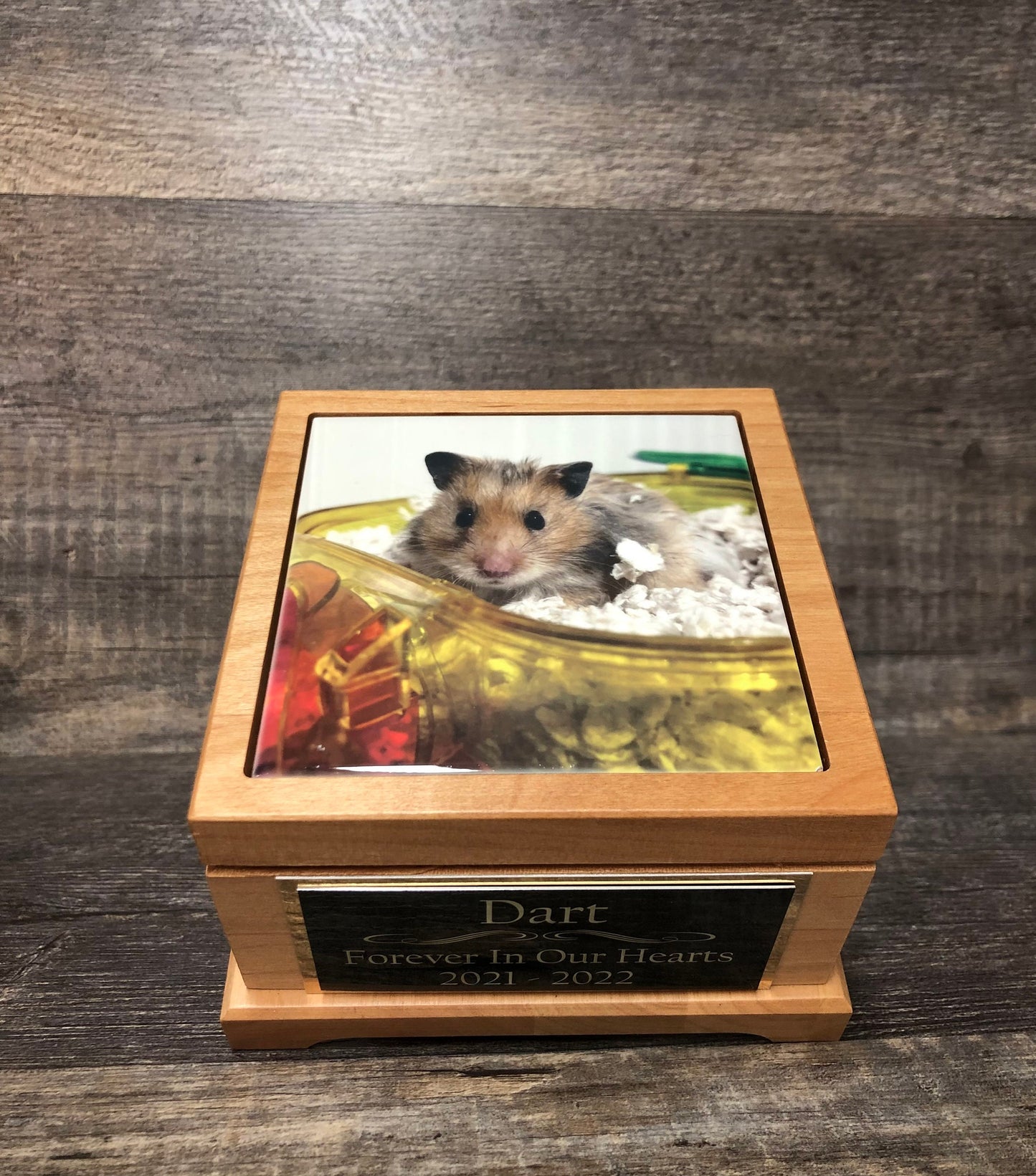 Hamster Urn Mouse Urn Guinea Pig Urn Small Animal Pet Urn Bunny Urn Pet Memorial Box Cremation Urn Custom Photo Tile & Engraved Tag To 25lbs