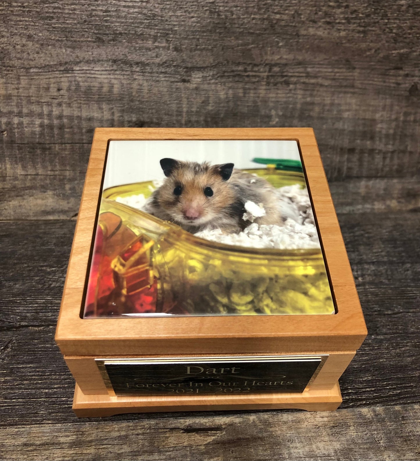 Hamster Urn Mouse Urn Guinea Pig Urn Small Animal Pet Urn Bunny Urn Pet Memorial Box Cremation Urn Custom Photo Tile & Engraved Tag To 25lbs