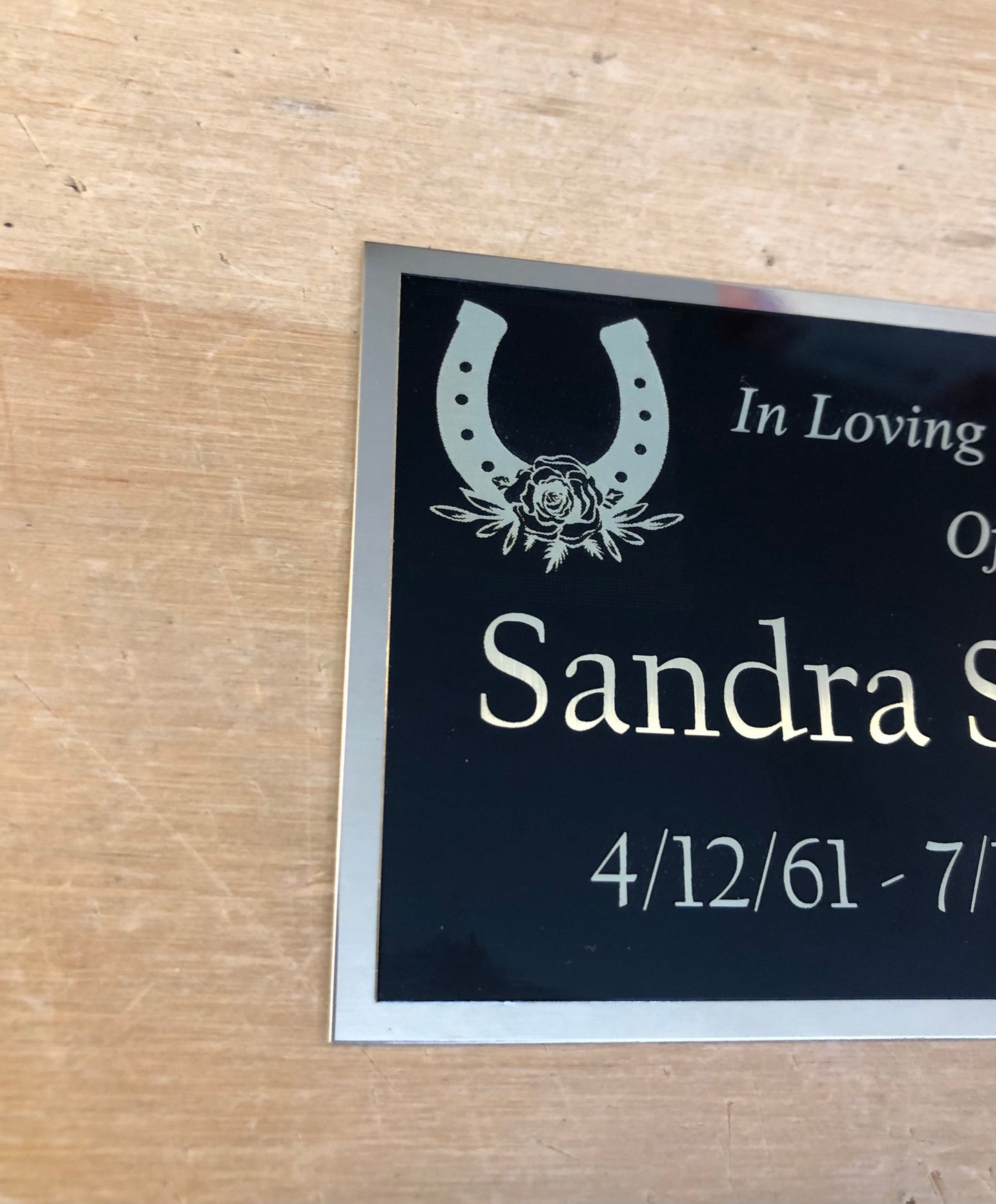Custom Engraved Name Plate Cremation Urn HORSE EQUESTRIAN HORSESHOE Memorial Urn Tag Plaque In Loving Memory of Laser Engraved Plate