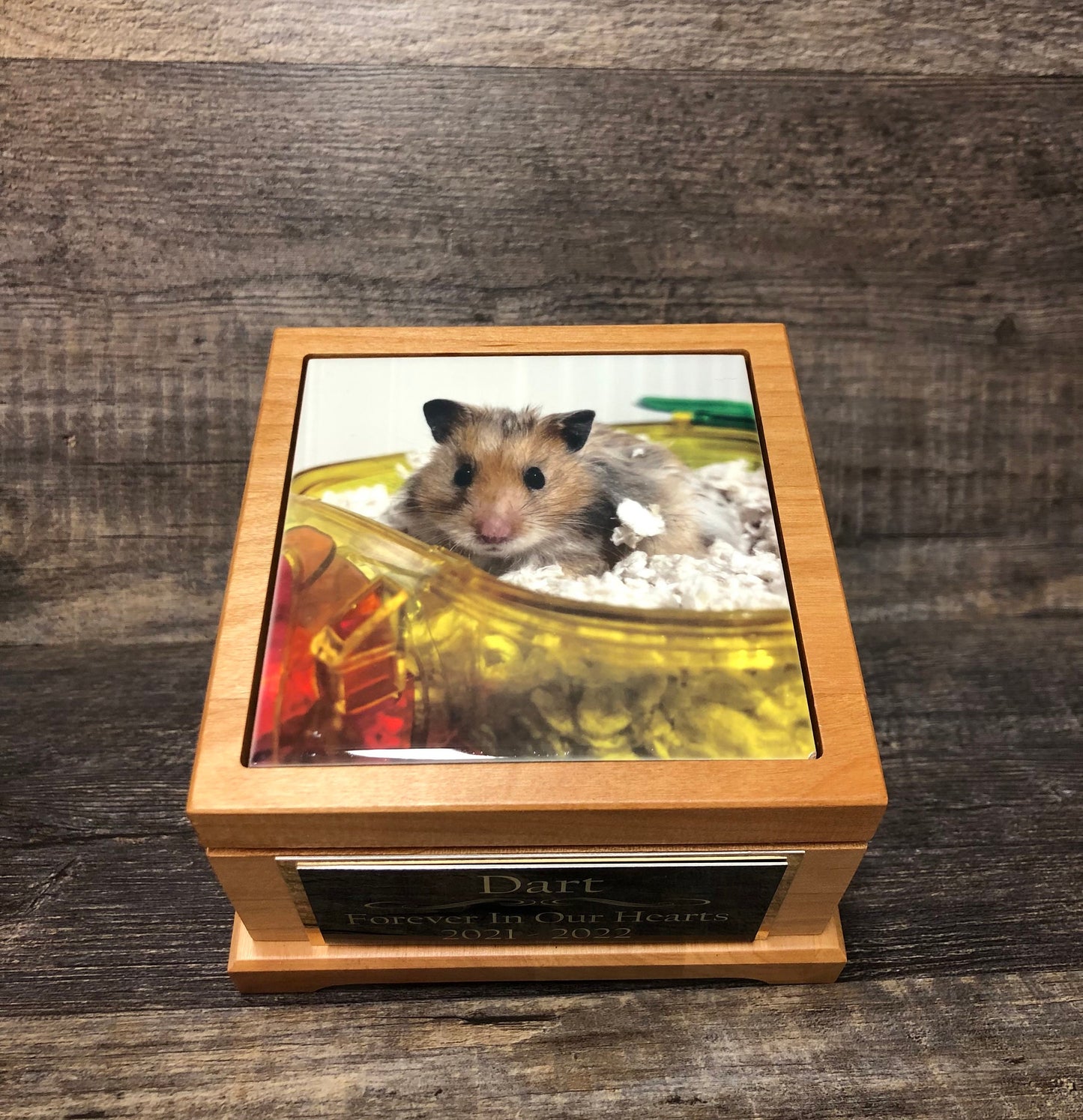 Hamster Urn Mouse Urn Guinea Pig Urn Small Animal Pet Urn Bunny Urn Pet Memorial Box Cremation Urn Custom Photo Tile & Engraved Tag To 25lbs