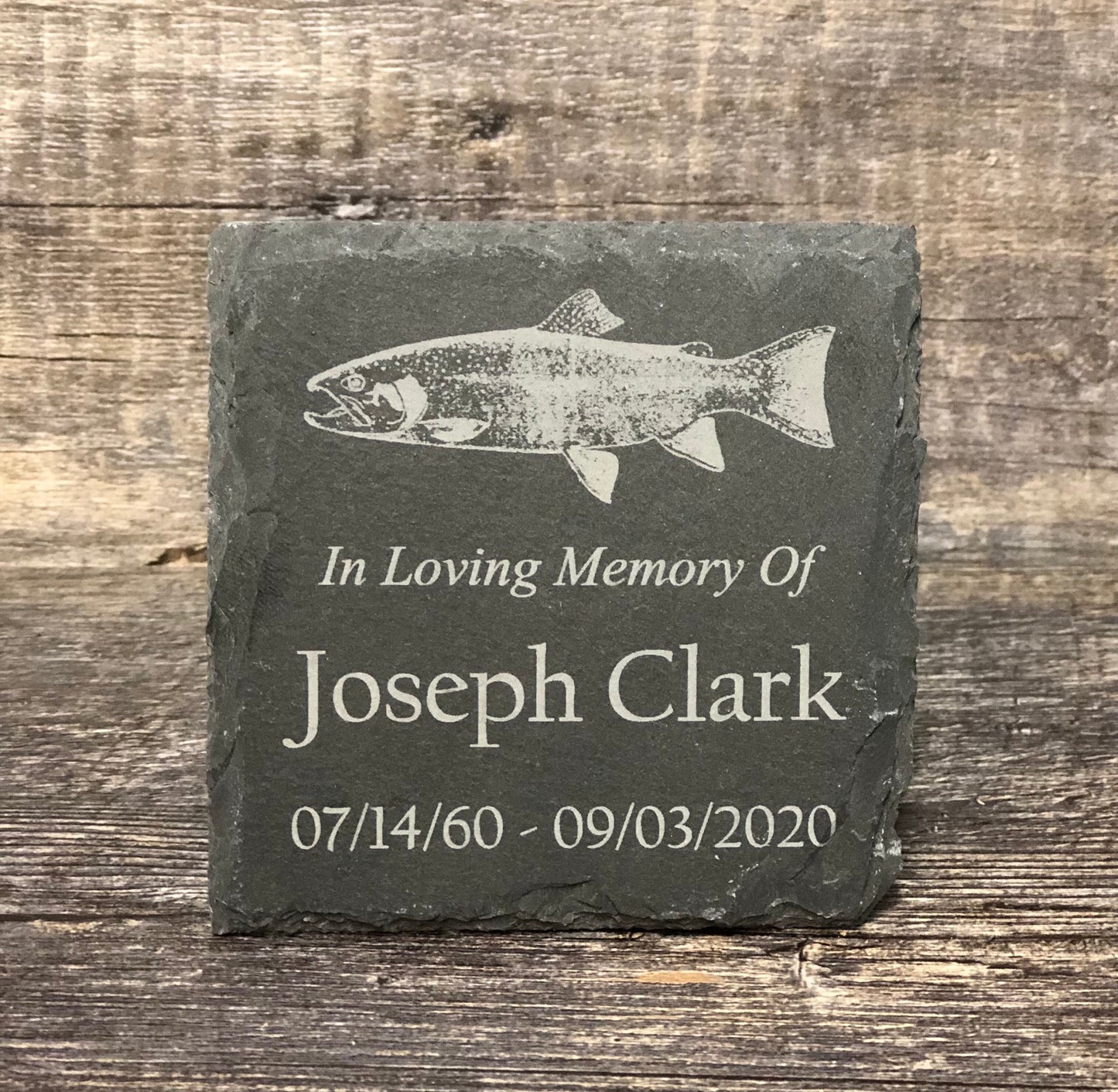 Memorial Stone Memory Stone Slate Remembrance Custom Engraved FISHING Garden Memorial Stone Plaque In Loving Memory of Name Plate