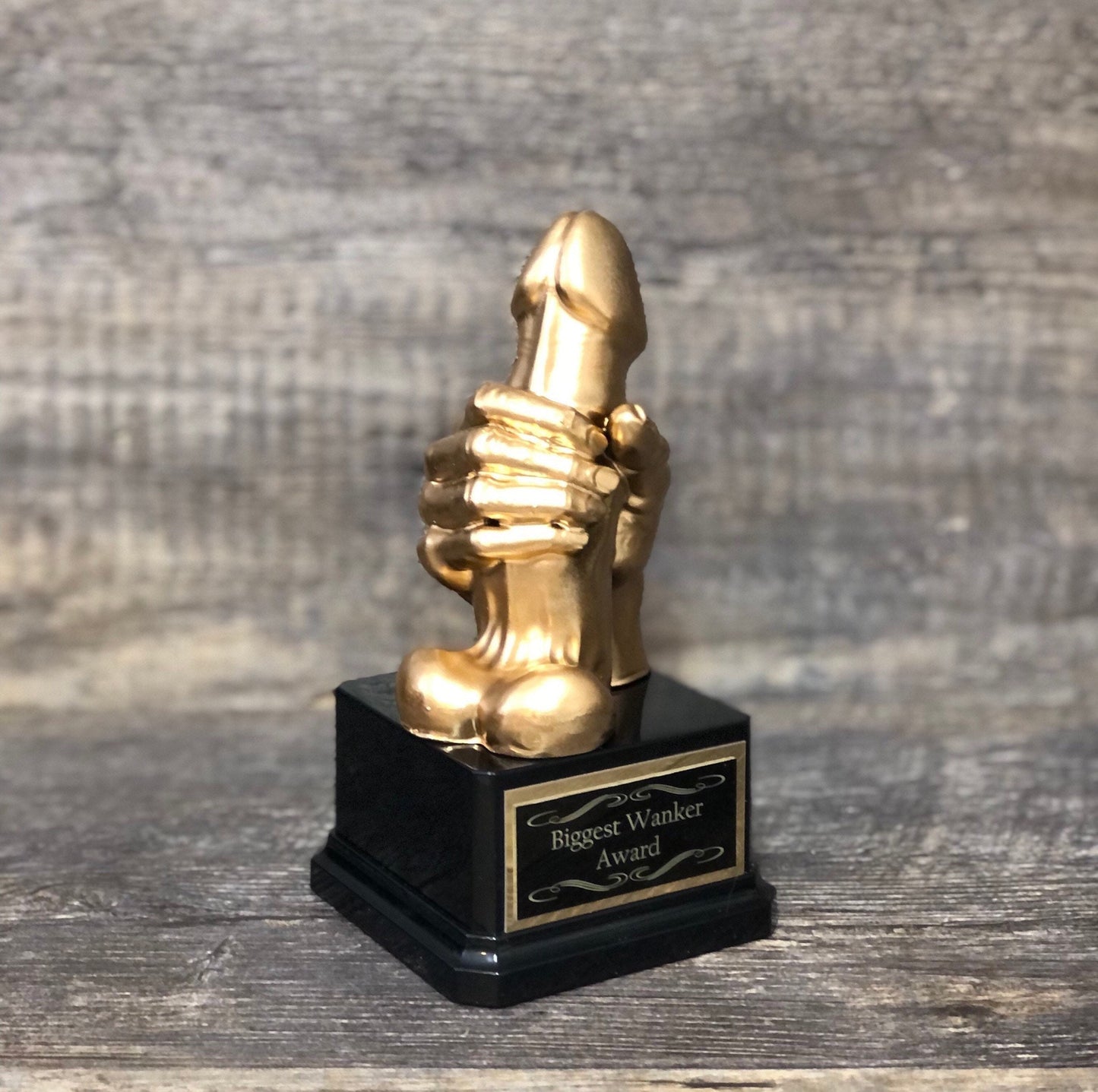 Fantasy Football Trophy FFL Trophy Funny Dick Trophy Golden WANKER Award Loser Last Place Adult Humor Gag Gift Golden Testicle Personalized