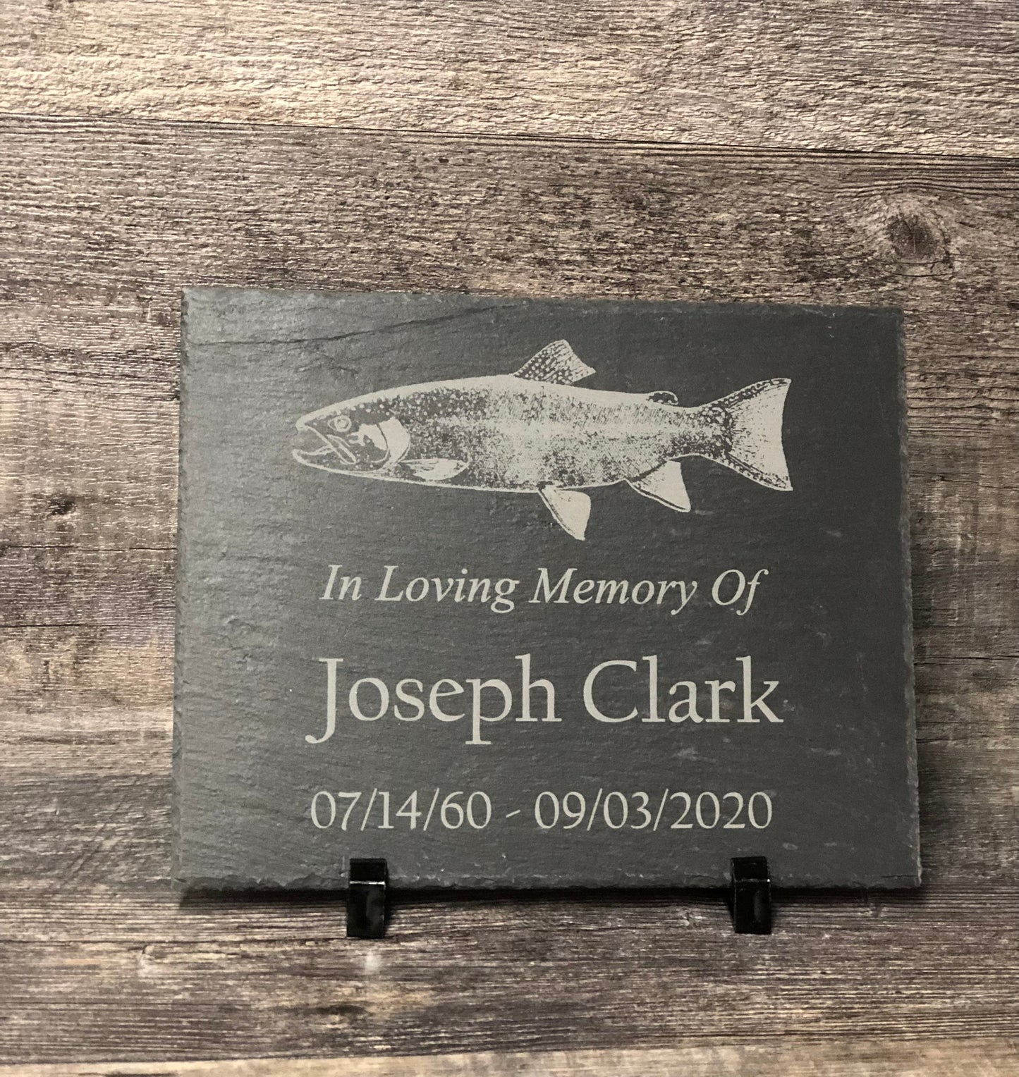 Memorial Stone Memory Stone Slate Remembrance Custom Engraved FISHING Garden Memorial Stone Plaque In Loving Memory of Name Plate