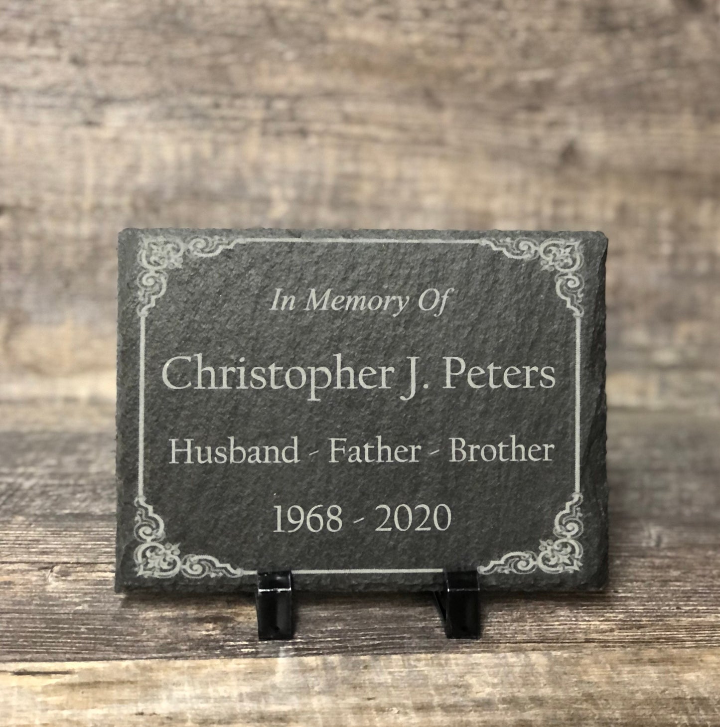 Memorial Stone Memory Stone Slate Remembrance Custom Engraved ORNATE FRAME Garden Memorial Stone Plaque In Loving Memory of Name Plate