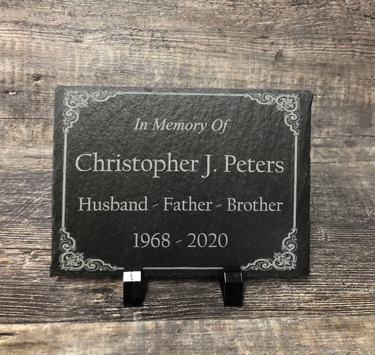 Memorial Stone Memory Stone Slate Remembrance Custom Engraved ORNATE FRAME Garden Memorial Stone Plaque In Loving Memory of Name Plate