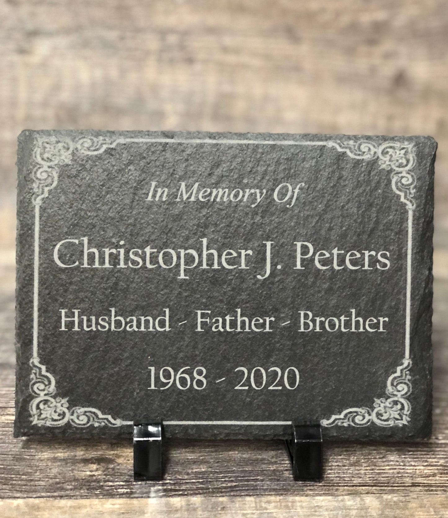 Memorial Stone Memory Stone Slate Remembrance Custom Engraved ORNATE FRAME Garden Memorial Stone Plaque In Loving Memory of Name Plate