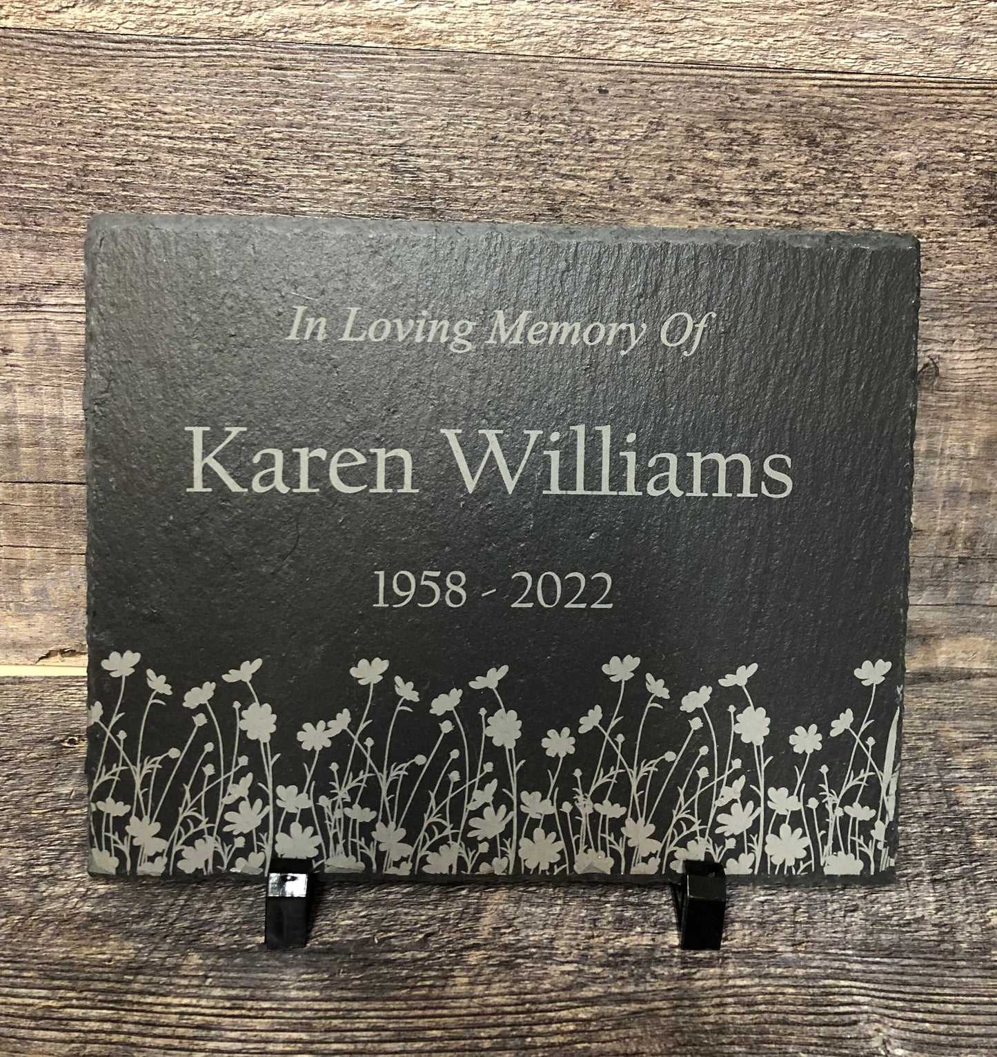 Memorial Stone Memory Stone Slate Remembrance Custom Engraved WILD FLOWERS Garden Memorial Stone Plaque In Loving Memory of Name Plate