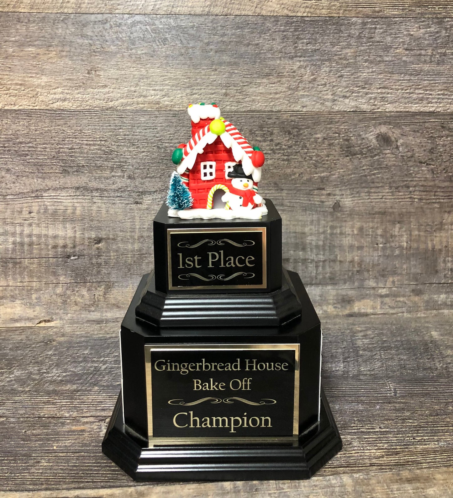 Gingerbread House Trophy Perpetual Christmas SNOWMAN Cookie Decorating Bake Off Ugly Sweater Trophy Christmas Holiday Party Christmas Decor