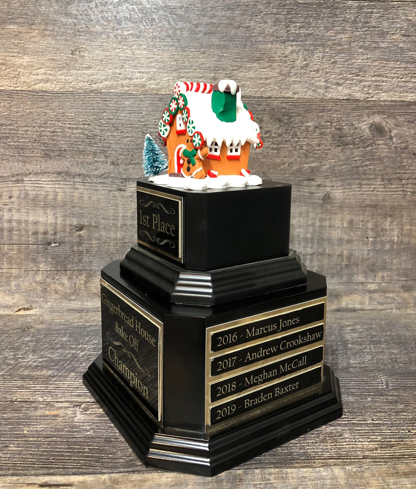 Gingerbread House Trophy Perpetual Christmas GINGERBREAD MAN Cookie Decorating Bake Off Ugly Sweater Trophy Christmas Holiday Decor