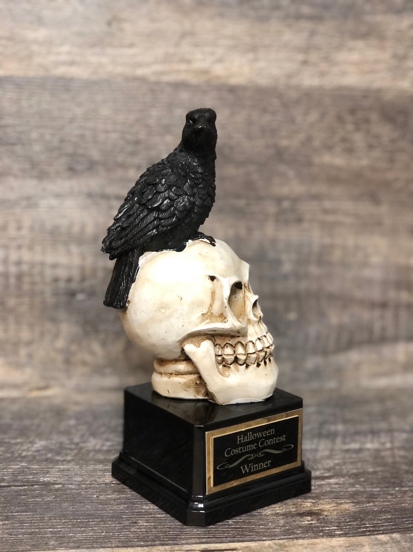 Halloween Trophy Raven & Skull Scariest Costume Contest Winner Best Costume Pumpkin Carving Halloween Decor Dia De Los Muertos