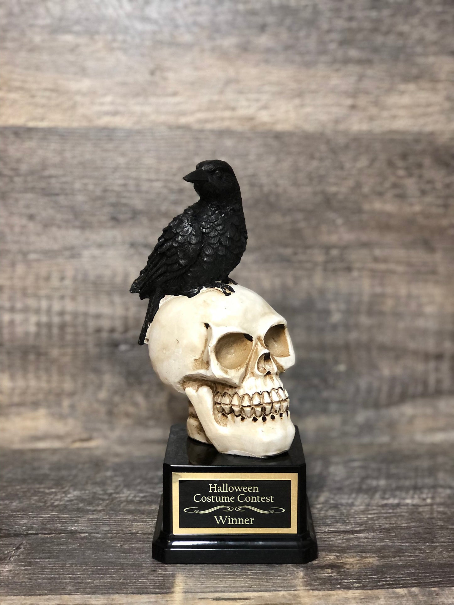 Halloween Trophy Raven & Skull Scariest Costume Contest Winner Best Costume Pumpkin Carving Halloween Decor Dia De Los Muertos