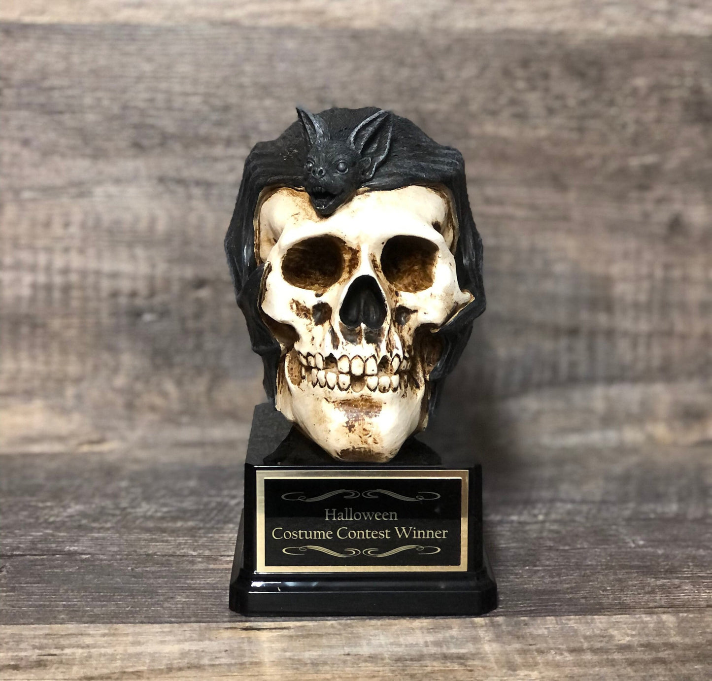 Skull & Bat Halloween Trophy Costume Contest Winner Scariest Costume Pumpkin Carving Halloween Decor Dia De Los Muertos