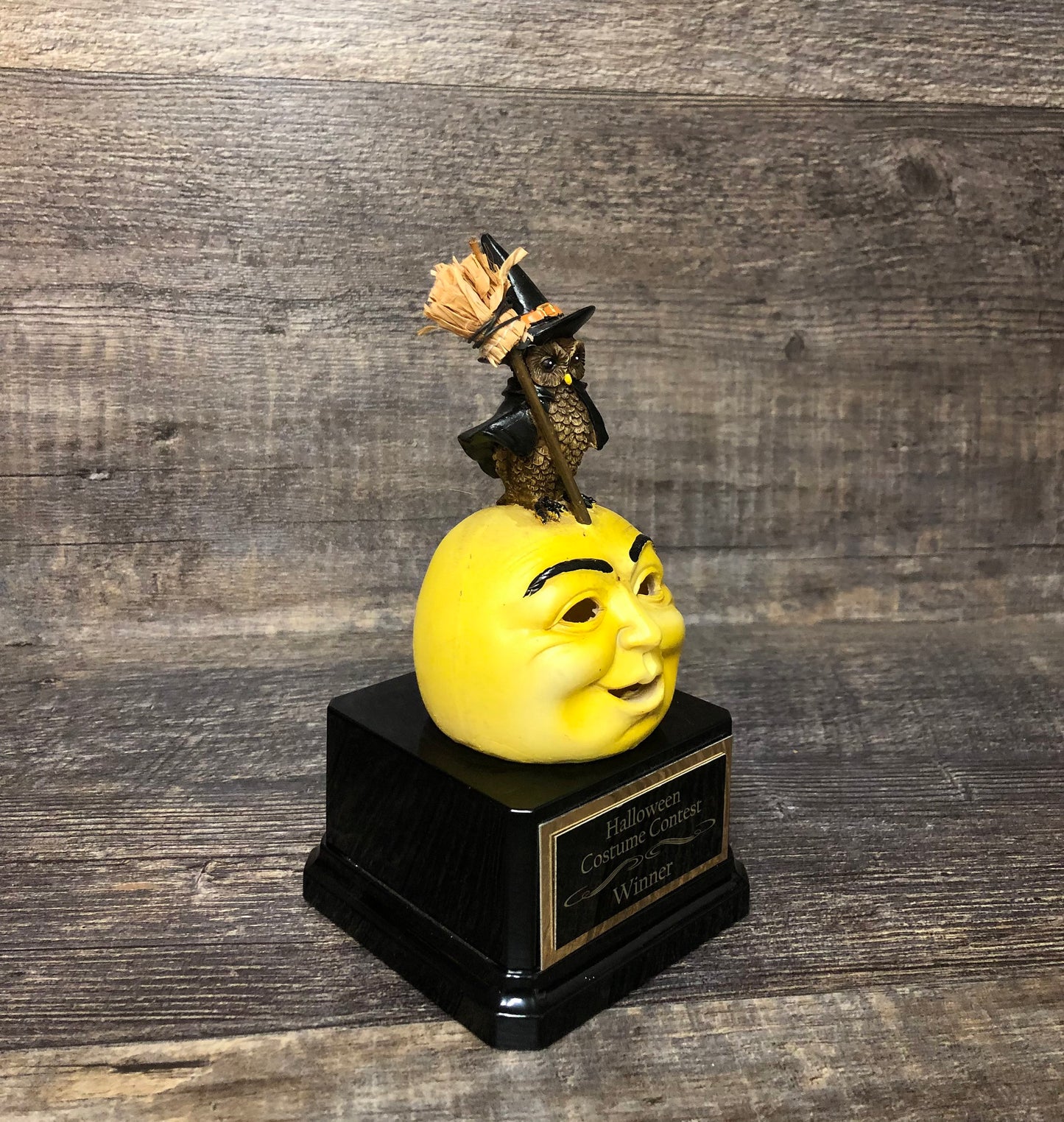 Halloween Trophy Whimsical Rustic Owl & Moon Kids Halloween Pumpkin Carving Contest Trophy Best Costume Contest Trunk Or Treat