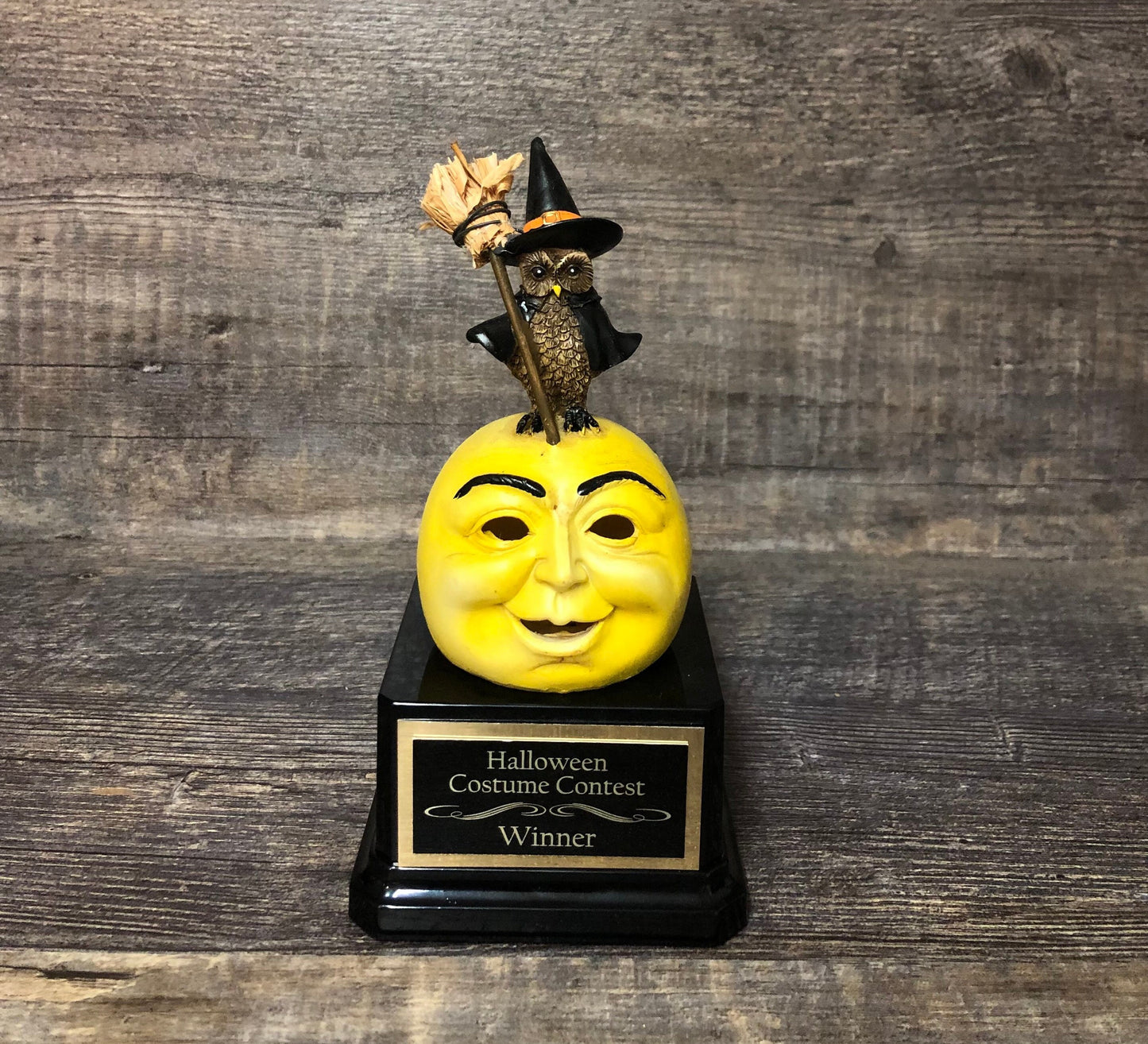 Halloween Trophy Whimsical Rustic Owl & Moon Kids Halloween Pumpkin Carving Contest Trophy Best Costume Contest Trunk Or Treat