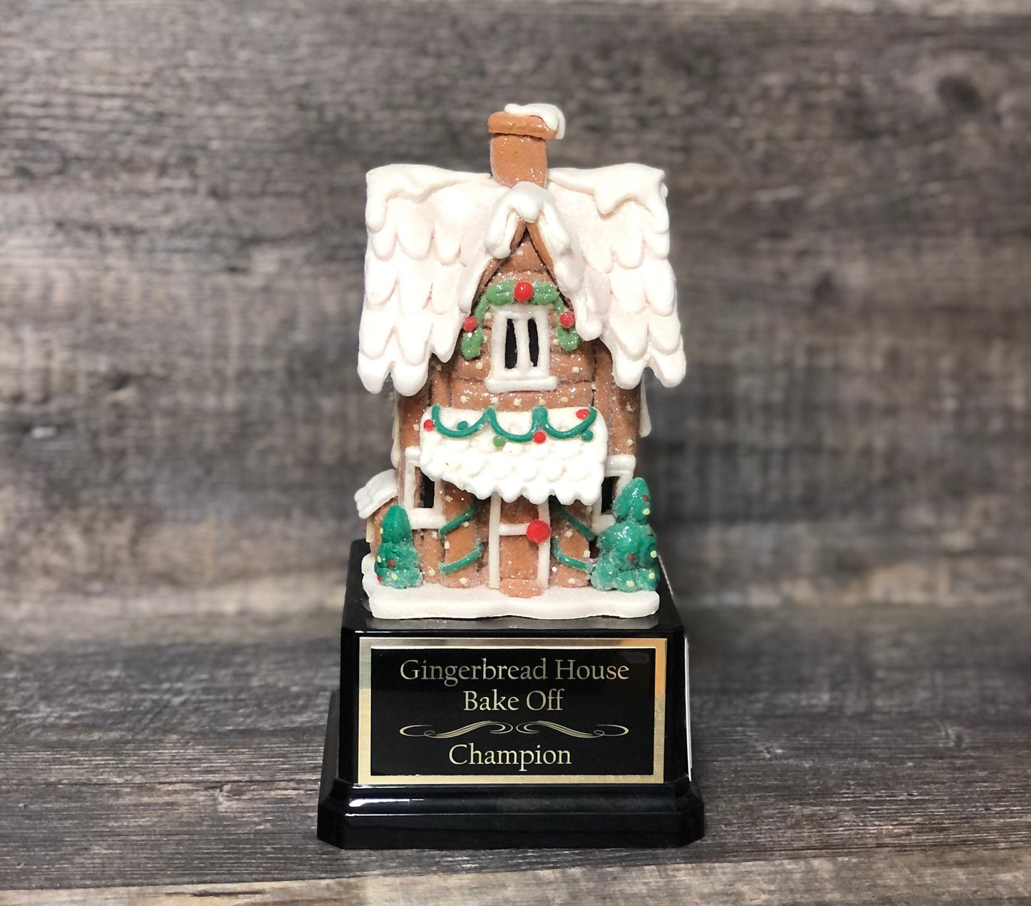 Gingerbread House Trophy Cookie Bake Off Trophy 9" Ugly Sweater Pretzel House Trophy Christmas Holiday Party Cookie Santa Christmas Decor