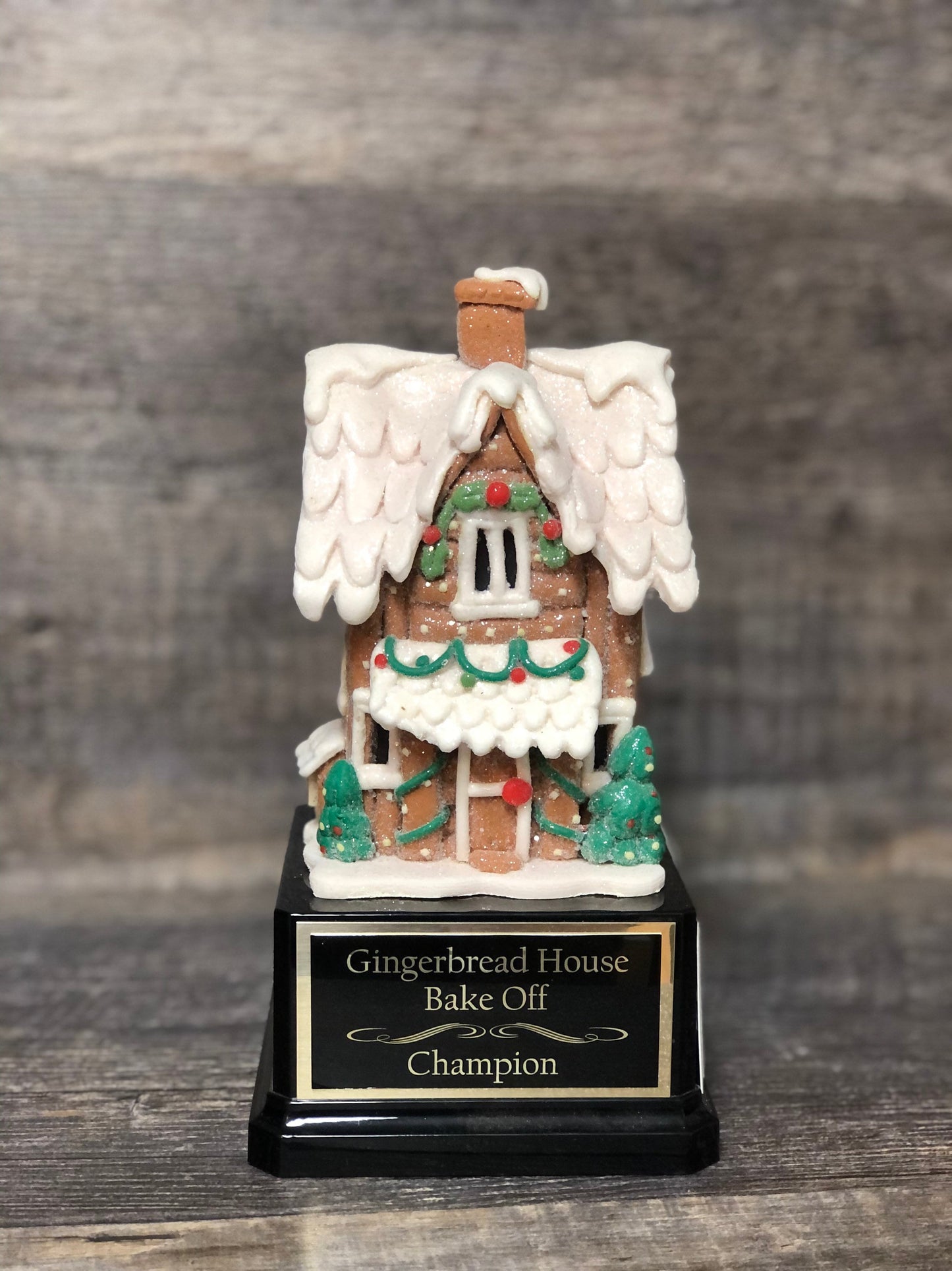 Gingerbread House Trophy Cookie Bake Off Trophy 9" Ugly Sweater Pretzel House Trophy Christmas Holiday Party Cookie Santa Christmas Decor