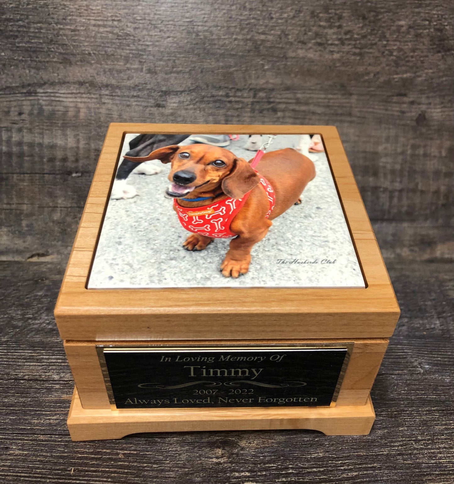 Pet Urn Dog Urn Pet Memorial Keepsake Box Dachshund Urn Yorkie Cremation Urn Custom Photo Tile & Tag Small Dog / Animal Cat Urn Up To 25lbs