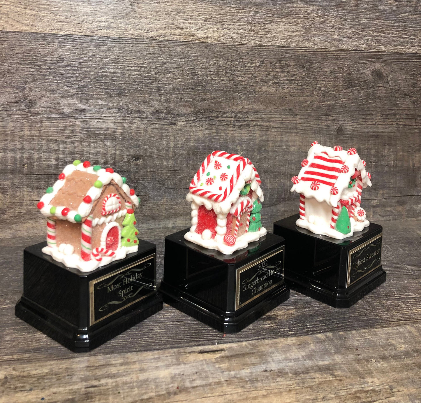 Gingerbread House Trophy Set Of 3 Christmas Cookie Decorating Champion Bake Off Competition Trophy Ugly Sweater Trophy Contest Award Winner