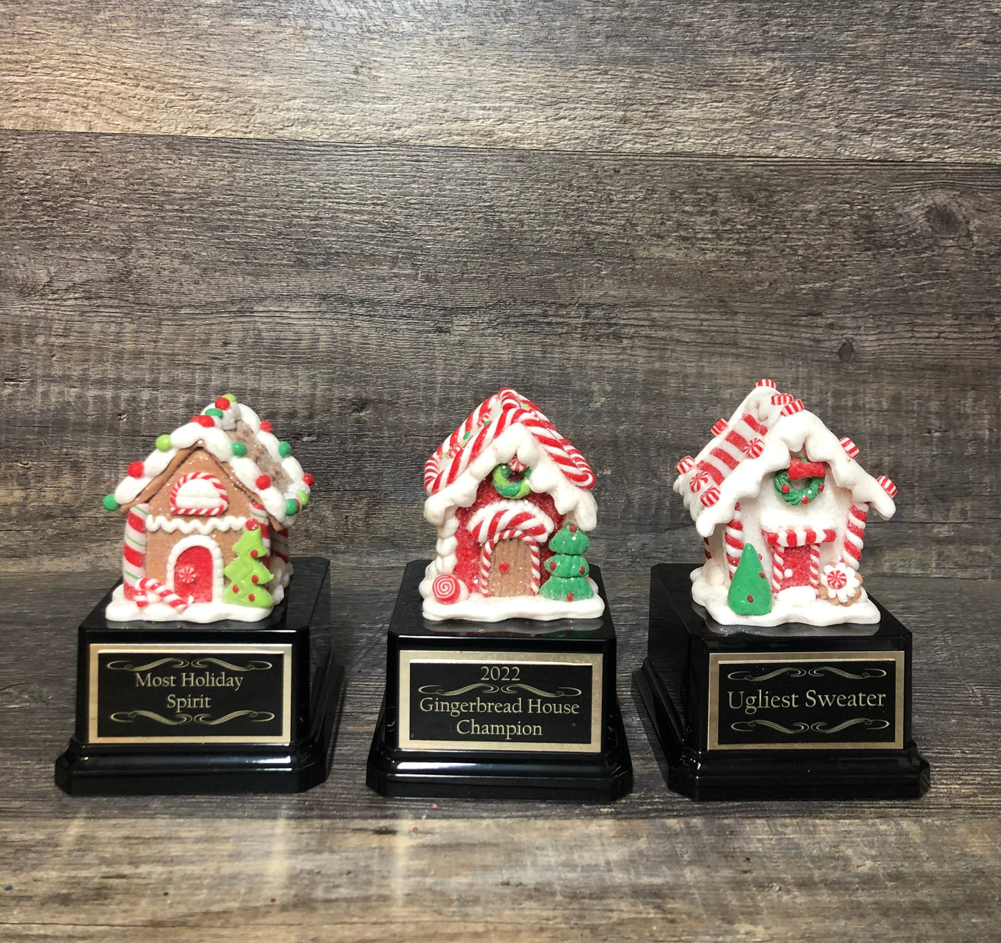 Gingerbread House Trophy Set Of 3 Christmas Cookie Decorating Champion Bake Off Competition Trophy Ugly Sweater Trophy Contest Award Winner