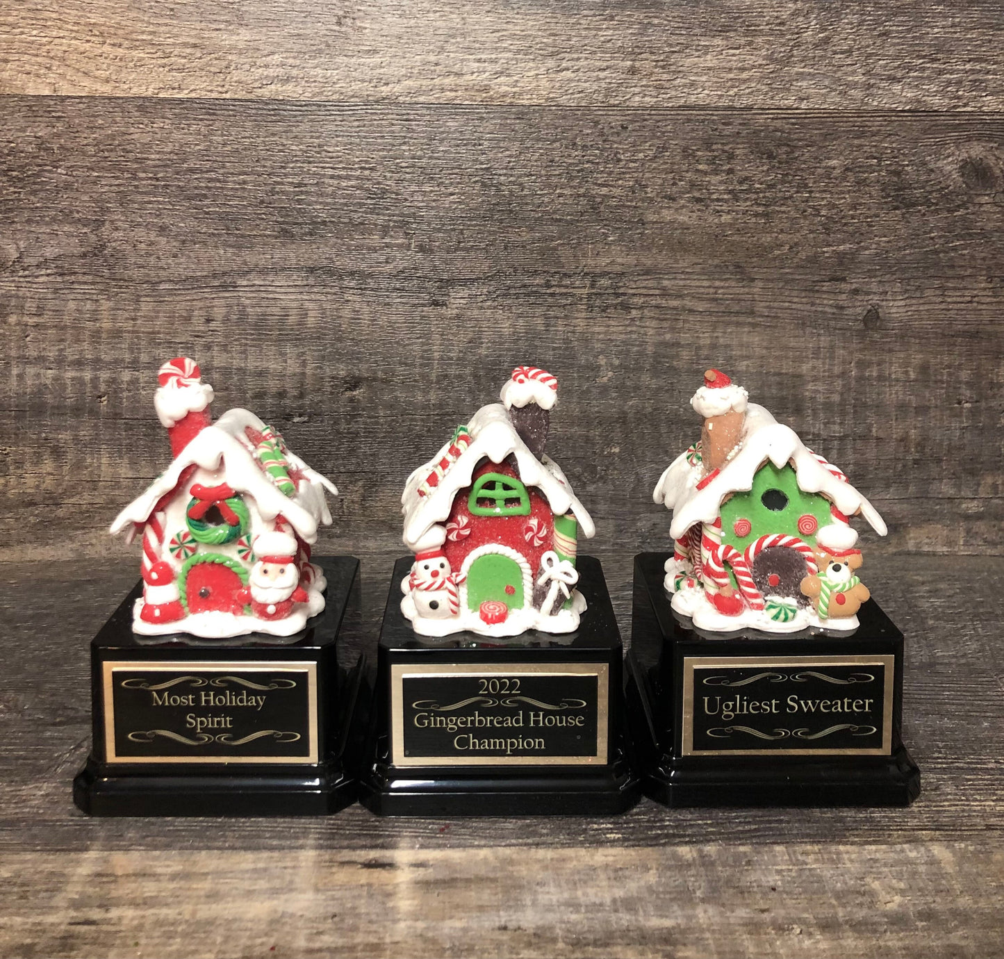 Gingerbread House Trophy Set Of 3 Christmas Cookie Decorating Champion Bake Off Competition Trophy Ugly Sweater Trophy Contest Award Winner