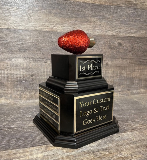 Best Decorated Office Christmas Lights Trophy Neighborhood Christmas Glitter Light Bulb Ornament Perpetual Ugly Sweater Holiday Party Award