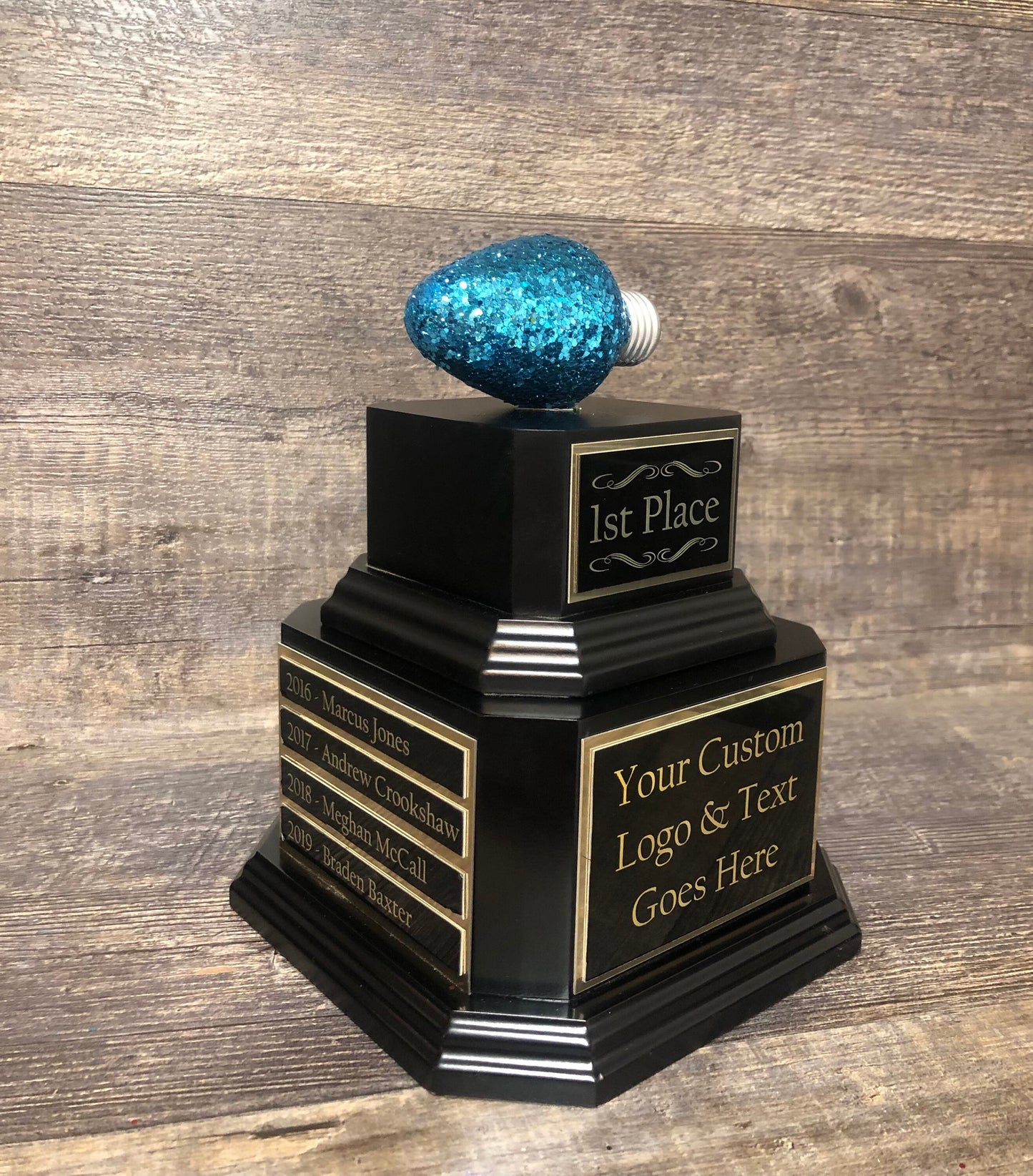 Christmas Trophy Best Holiday Lights Brightest Bulb In The Bunch Decorated House or Office Neighborhood Christmas Perpetual Ugly Sweater