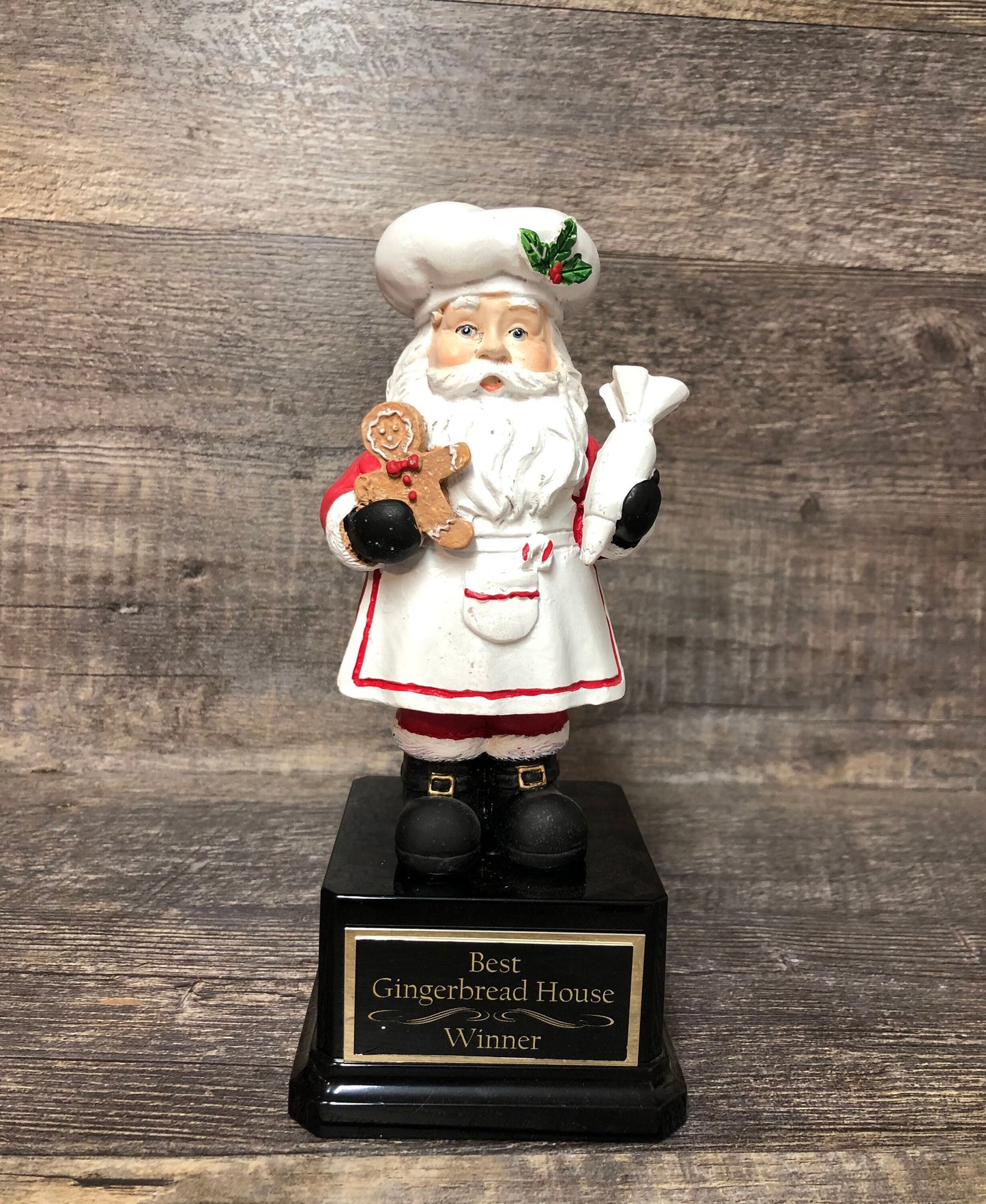 Gingerbread Cookie Bake Off Christmas Trophy Contest Decorating Winner Baker Santa Claus Gingerbread House Christmas Decor Ugly Sweater