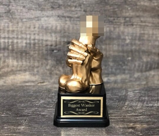 Funny Golf Trophy WANKER Award Most Strokes Award Golden Penis Testicle Trophy Loser Last Place Adult Humor Dick Gag Gift Birthday