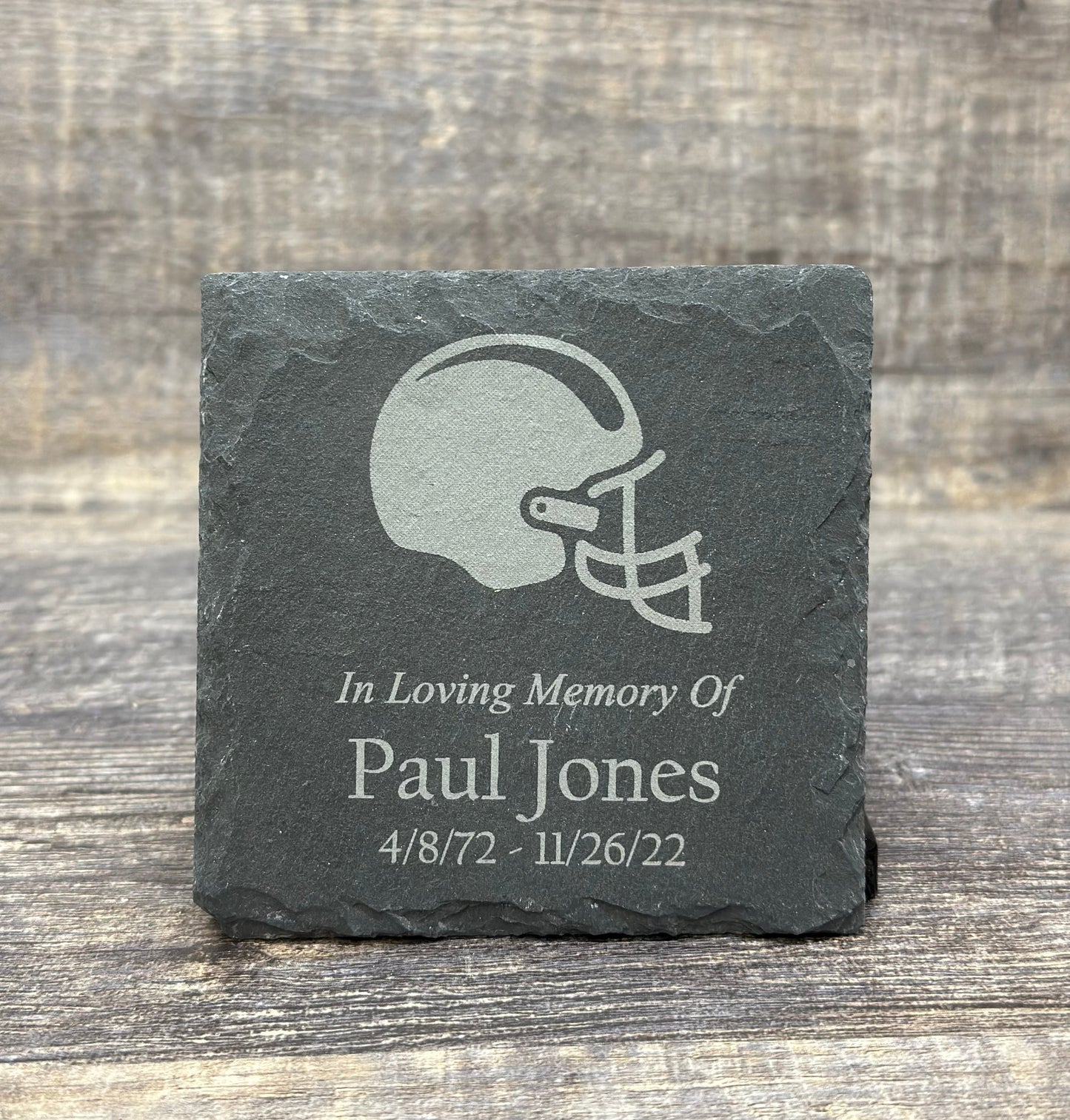 Memorial Stone Memory Stone Remembrance Plaque FOOTBALL Custom Engraved Slate Garden Memorial Plaque In Loving Memory of Engraved Name Plate