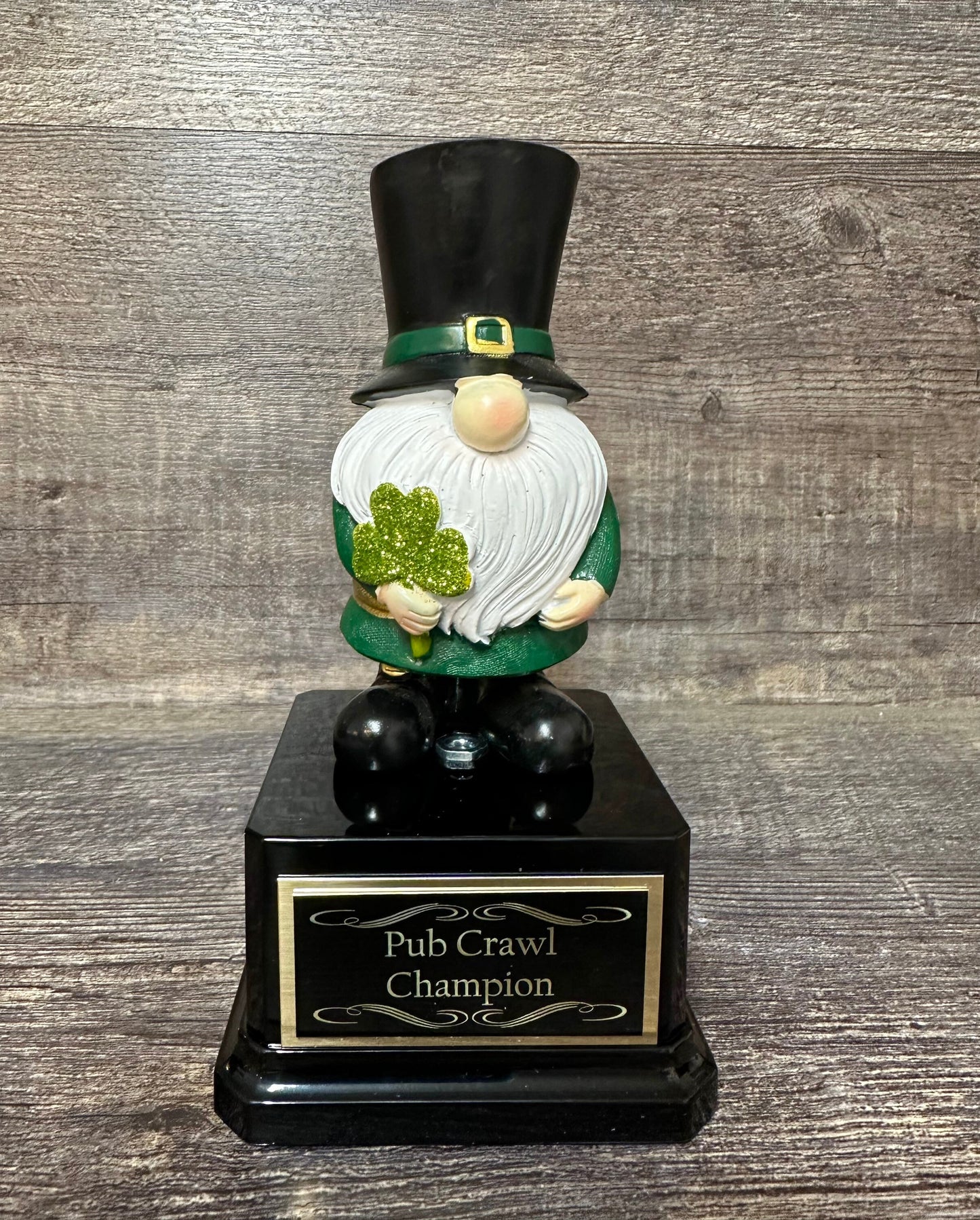 St Patrick's Day Pub Crawl Champion Shenanigans Award Winner Custom Best Irish Jig Dance Shamrock Pot of Gold Trophy Centerpiece Decoration