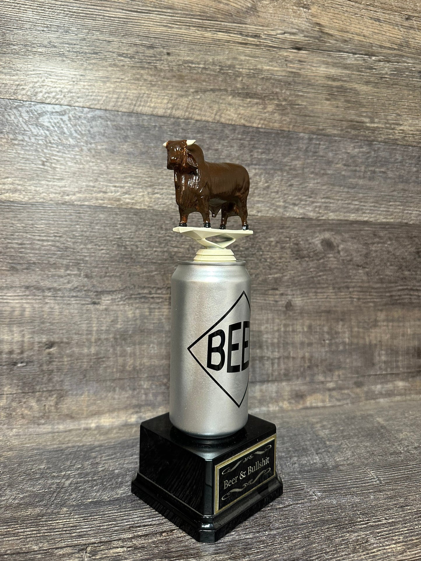 Funny Trophy Beer & Bullshit Beer Trophy No Bull BS Bullshit Award Beer Full of Bull Gag Gift Beer Drinker Award FFL Loser