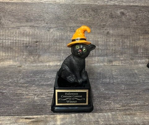 Halloween Trophy Black Cat Scariest Costume Contest Pumpkin Carving Best Costume Black Cat Day of the Dead Dia De Los Muertos Trunk Or Treat