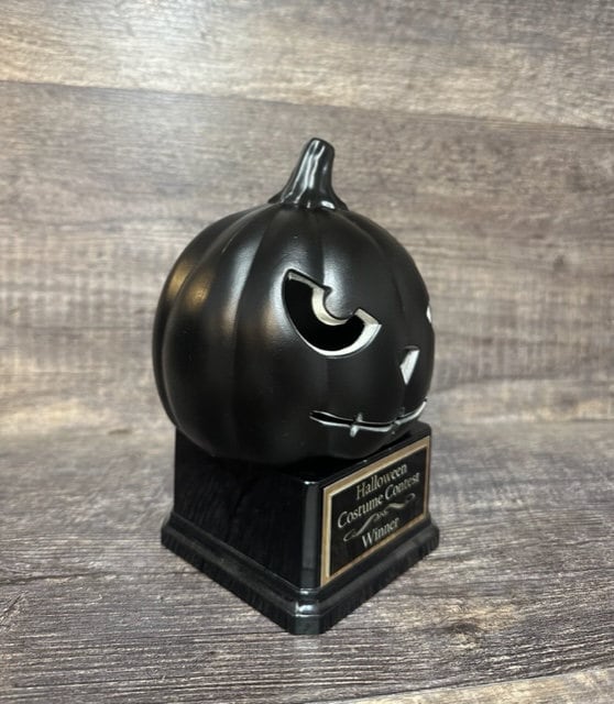 Halloween Pumpkin Trophy Scariest Costume Pumpkin Carving Contest Black Jack O Lantern Costume Contest Prize Pumpkin Halloween Trophies
