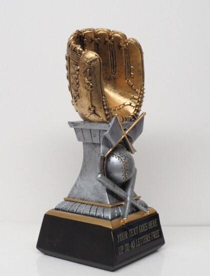 Baseball Trophy Award Gold Glove Baseball & Bats 7" Trophy Personalized Baseball Trophy Participation Award Recognition Award